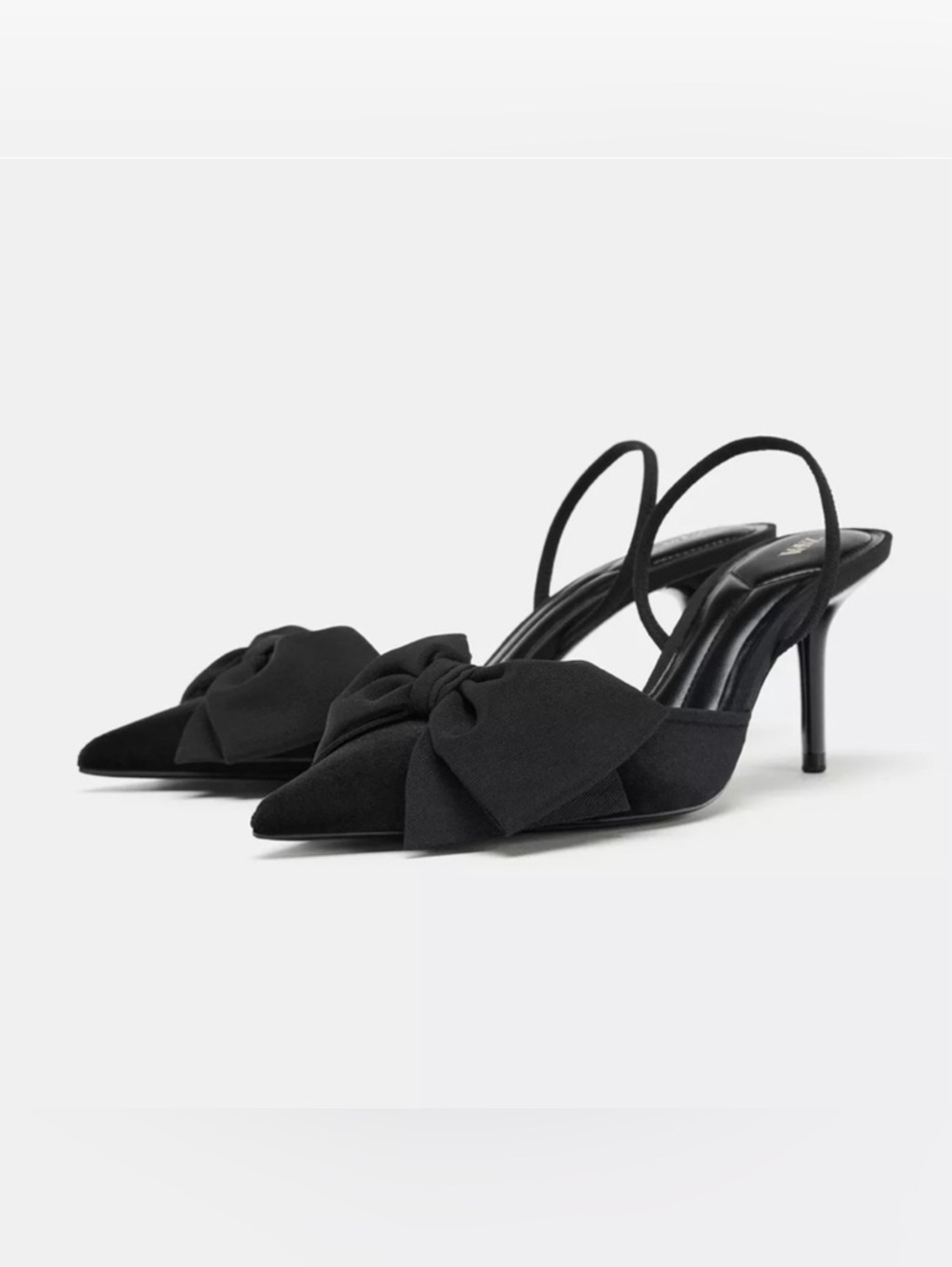 New ZARA Bow Slingback Pointed Toe Heels